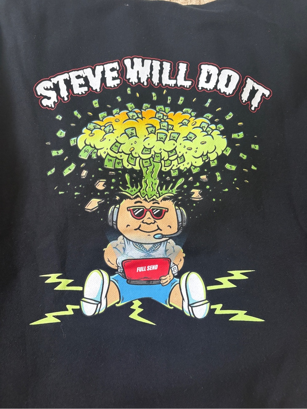 Steve Will Do It Black Graphic Pullover Hoodie